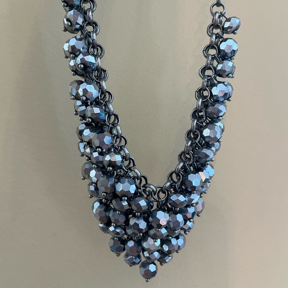 Silver Crystal Bead Necklace
